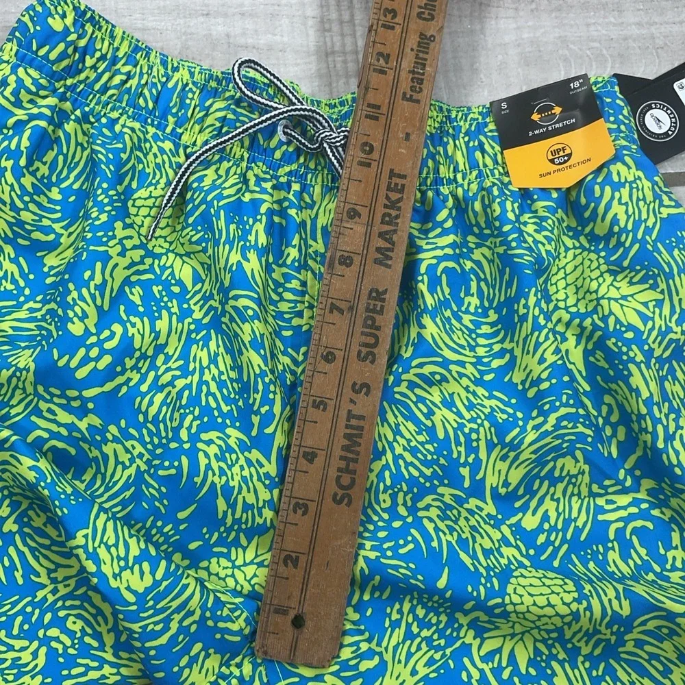 SPEEDO Men's UPF 50+ Tech Volley Swim Trunks w/‎ Comfort Liner Small Pineapple